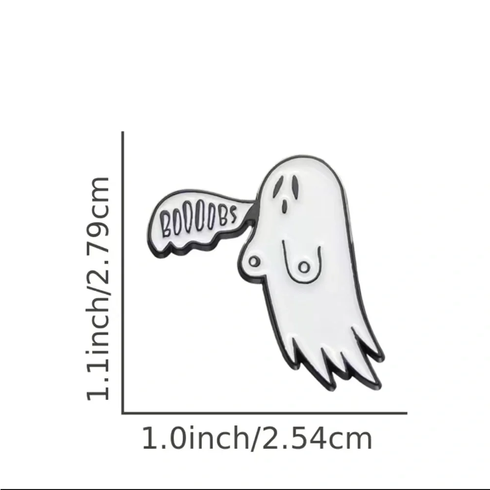 1pc‎ Ghost White Enamel Pin, Brooch Lapel Badge Cartoon Gothic Zinc Alloy Funky